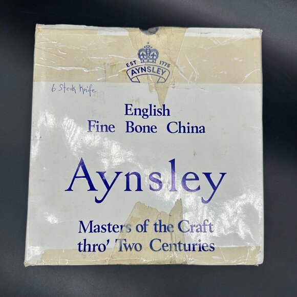 Vintage Aynsley Pembroke Fine Bone China Stainless Steel Steak Knives Bird Pink - Picture 8 of 11